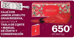 Hipercor Caja con jamón joselito gran reserva + tabla de corte + manual de corte y conservación oferta