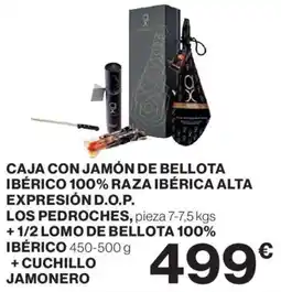 Hipercor Caja con jamón de bellota ibérico 100% raza ibérica alta expresión d.o.p. los pedroches+1/2 lomo de bellota 100% ibérico oferta