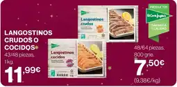 Hipercor Langostinos crudos o cocidos oferta