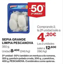 Hipercor PESCANOVA Sepia grande limpia oferta