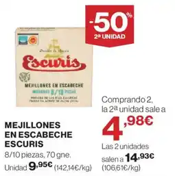 Hipercor ESCURIS Mejillones en escabeche oferta