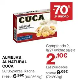 Hipercor CUCA Almejas al natural oferta