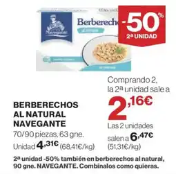 Hipercor Berberechos al natural navegante oferta