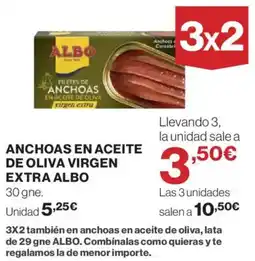 Hipercor ALBO Anchoas en aceite de oliva virgen extra oferta