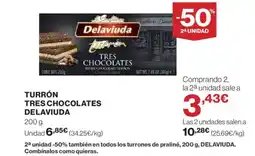 Hipercor DELAVIUDA Turrón tres chocolates oferta