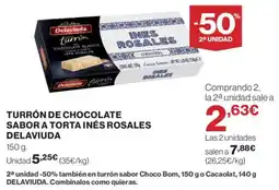 Hipercor DELAVIUDA Turrón de chocolate sabor a torta inés rosales oferta