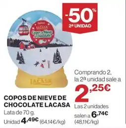 Hipercor Copos de nieve de chocolate lacasa oferta
