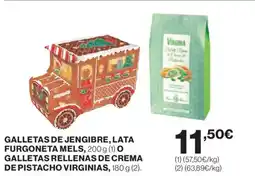 Hipercor Galletas de jengibre, lata furgoneta mels o galletas rellenas de crema de pistacho virginias oferta