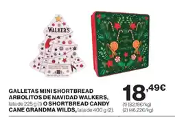 Hipercor Galletas mini shortbread arbolitos de navidad walkers, o shortbread candy cane grandma wilds oferta