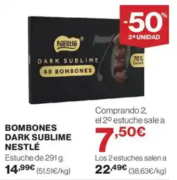 Hipercor NESTLÉ Bombones dark sublime oferta