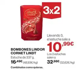 Hipercor LINDT Bombones lindor cornet oferta