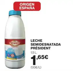 Hipercor PRÉSIDENT Leche semidesnatada oferta
