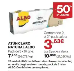 Hipercor ALBO Atún claro natural oferta