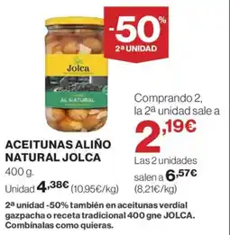 Hipercor JOLCA Aceitunas aliño natural oferta