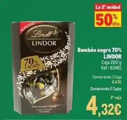Makro Lindor - bombon negro 70% oferta