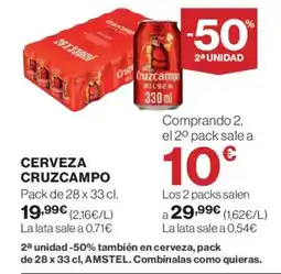 Hipercor CRUZCAMPO Cerveza oferta