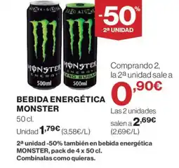 Hipercor MONSTER Bebida energética oferta