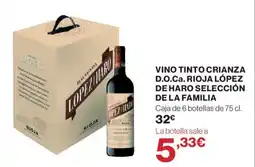Hipercor LÓPEZ DE HARO Vino tinto crianza d.o.ca. rioja selección de la familia oferta