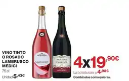 Hipercor Vino tinto o rosado lambrusco medici oferta