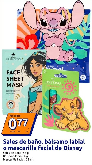 Action Sales de baño, bálsamo labial o mascarilla facial de Disney oferta