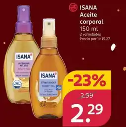 Rossmann ISANA Aceite corporal oferta