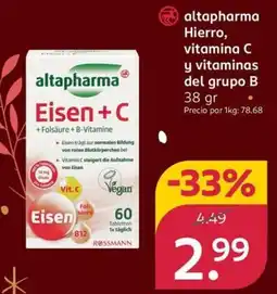 Rossmann ALTAPHARMA Hierro, vitamina C y vitaminas del grupo B oferta