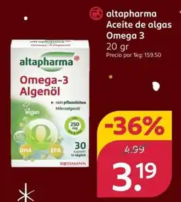 Rossmann ALTAPHARMA Aceite de algas Omega 3 oferta