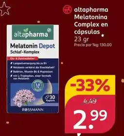 Rossmann ALTAPHARMA Melatonina Complex en cápsulas oferta