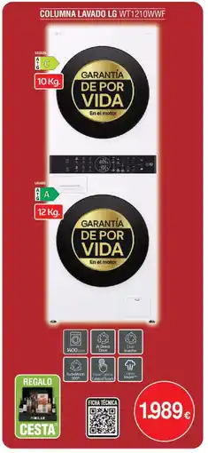 Milar LG Columna lavado wt1210wwf oferta