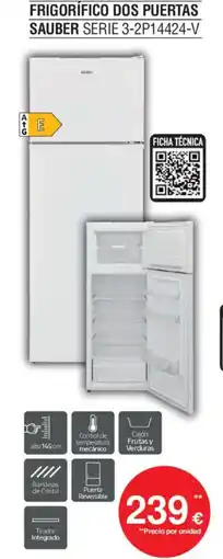 Milar SAUBER Frigorífico dos puertas serie 3-2p14424-v oferta