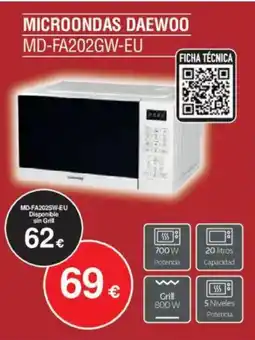 Milar DAEWOO Microondas md-fa202gw-eu oferta