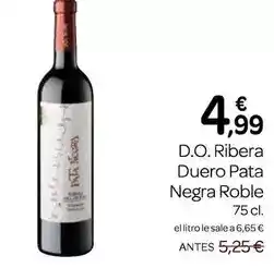 Supermercados El Jamón Ribera - d.o. duero pata negra roble oferta