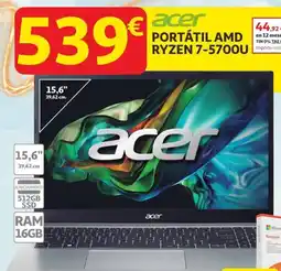 Alcampo ACER Portátil amd ryzen 7-5700u oferta