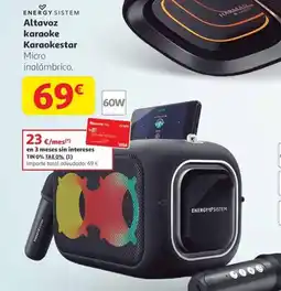 Alcampo ENERGY SISTEM Altavoz karaoke Karaokestar oferta