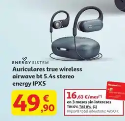 Alcampo ENERGY SISTEM Auriculares true wireless airwave bt 5.4s stereo energy IPX5 oferta