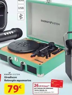 Alcampo ENERGY SISTEM Giradiscos Retrospin aquamarine oferta