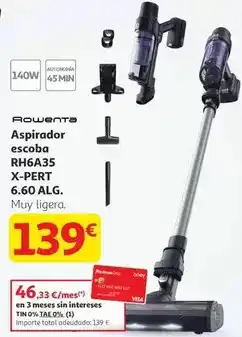 Alcampo Rowenta - aspirador escoba rh6a35 x-pert 6.60 alg oferta