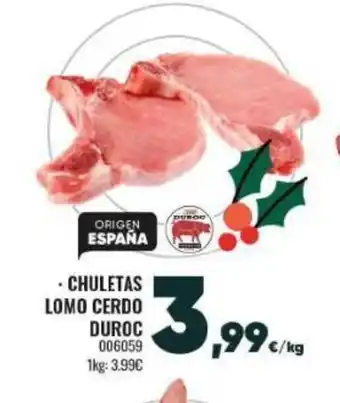 Chuletas lomo cerdo duroc