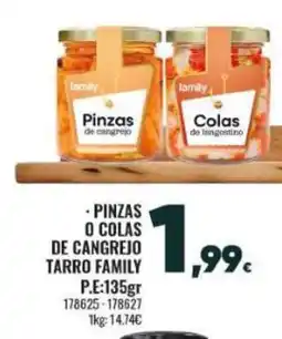 Family Cash Pinzas o colas de cangrejo tarro family oferta