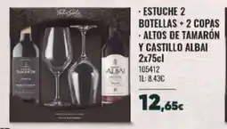 Family Cash Estuche 2 botellas +2 copas altos de tamarón y castillo albai oferta