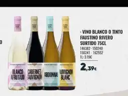 Family Cash Vino blanco o tinto faustino rivero surtido oferta