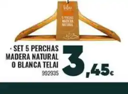 Family Cash Set 5 perchas madera natural o blanca telai oferta