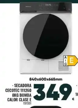 Family Cash Secadora cecotec 111260 bomba calor clase e oferta