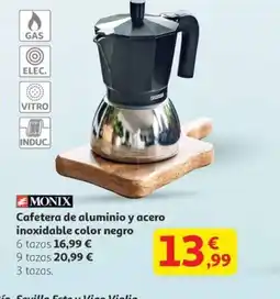 Alcampo MONIX Cafetera de aluminio y acero inoxidable color negro oferta