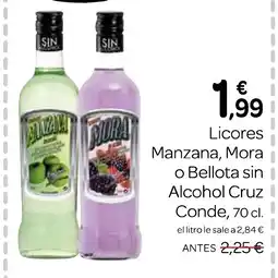 Supermercados El Jamón Licores Manzana, Mora o Bellota sin Alcohol Cruz Conde oferta