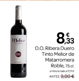 Supermercados El Jamón D.O. Ribera Duero Tinto Melior de Matarromera Roble oferta