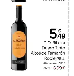 Supermercados El Jamón D.O. Ribera Duero Tinto Altos de Tamarón Roble oferta