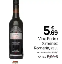 Supermercados El Jamón XIMÉNEZ ROMERIA Vino Pedro oferta