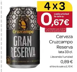 Supermercados El Jamón Cerveza Cruzcampo Reserva oferta