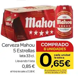 Supermercados El Jamón MAHOU 5 ESTRELLAS Cerveza oferta